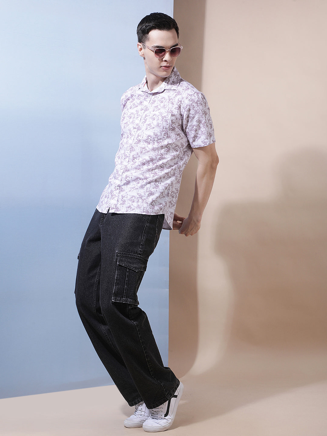 Purple Floral Print Shirt