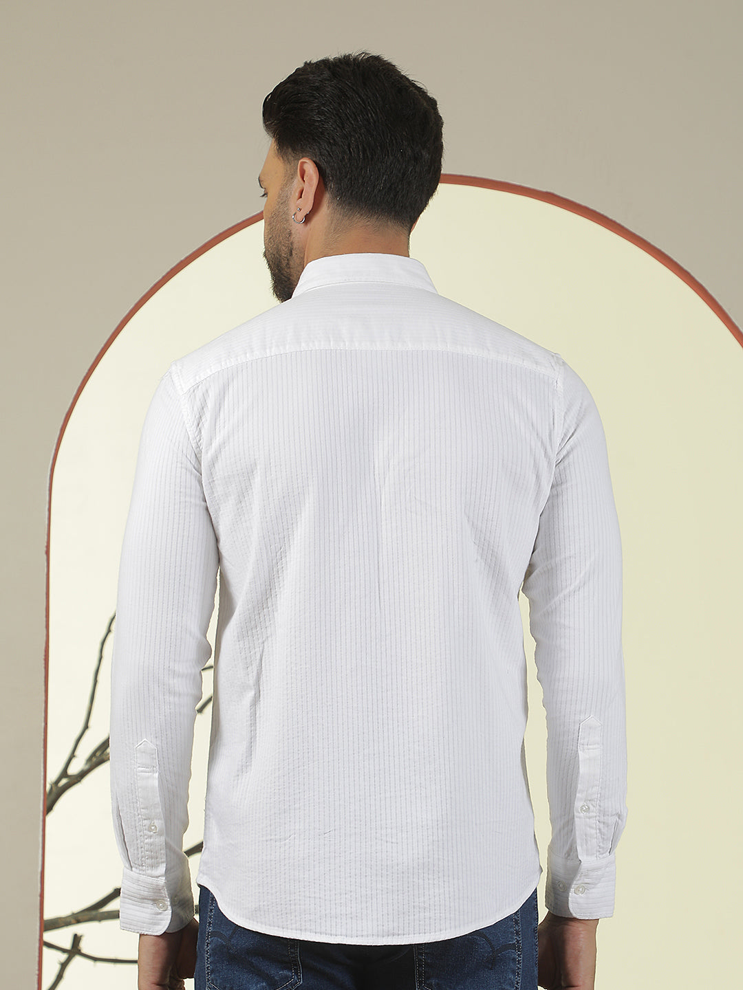Classic Ivory White Striped Shirt