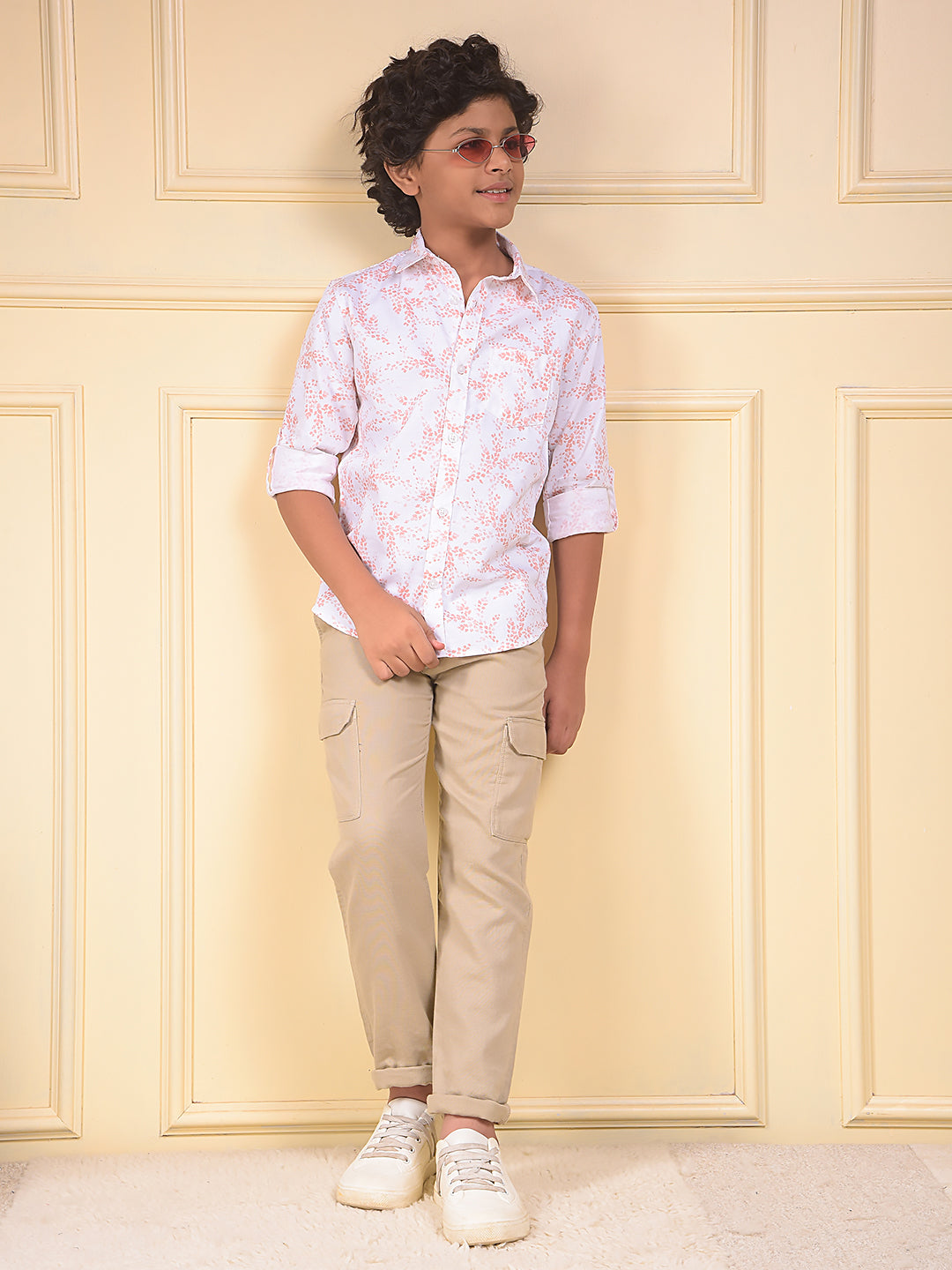 Beige 100% Cotton Cargo Trousers