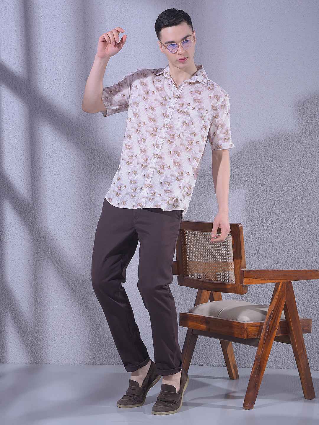 Pink Linen Floral Print Shirt