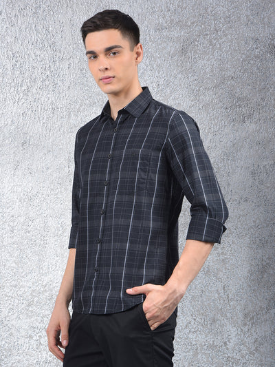 Black Checked Shirt-Men Shirts-Crimsoune Club