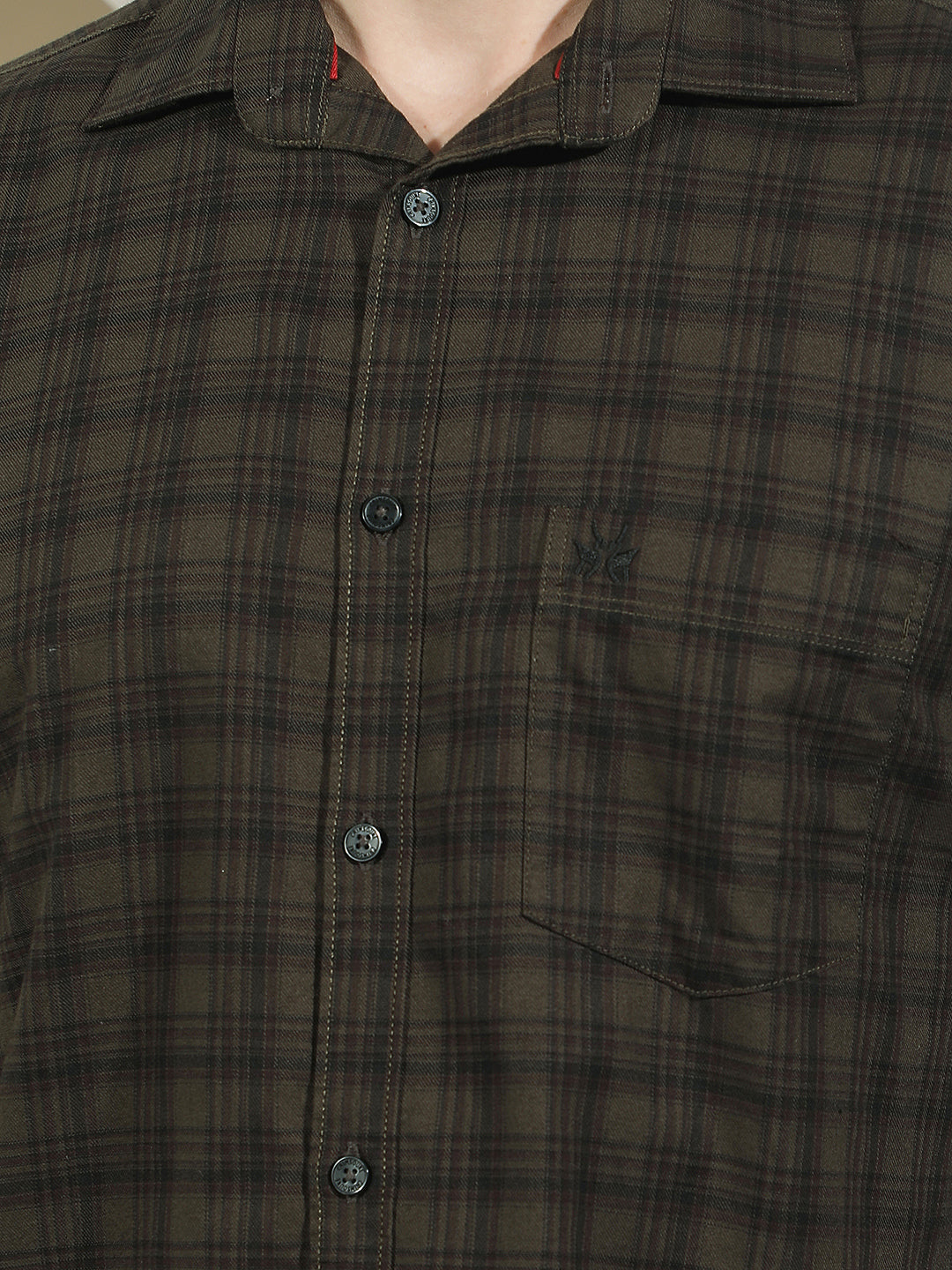 Brown Checked 100% Cotton Shirt