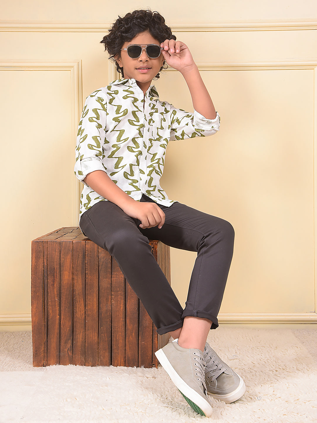 Olive Printed Trousers