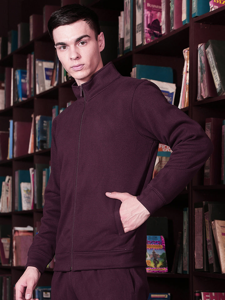 Wine Front Open Sweatshirt