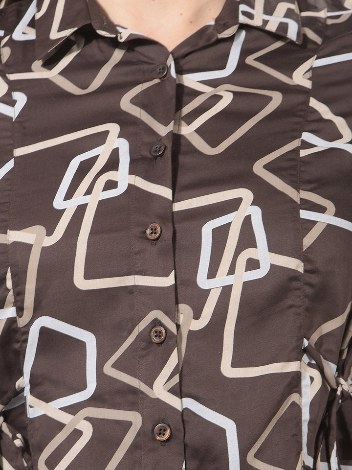 Brown Floral Print Shirt