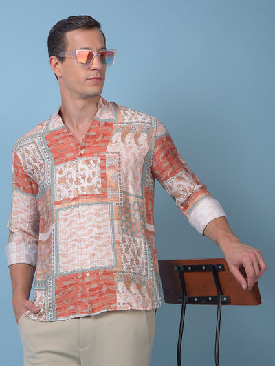Orange Printed Shirt