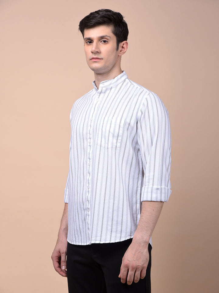 White Vertical Stripes 100% Cotton Shirt