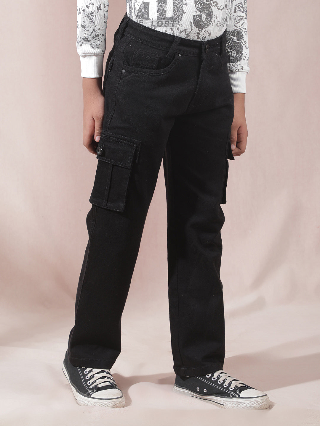 Black Straight Cargo Jeans