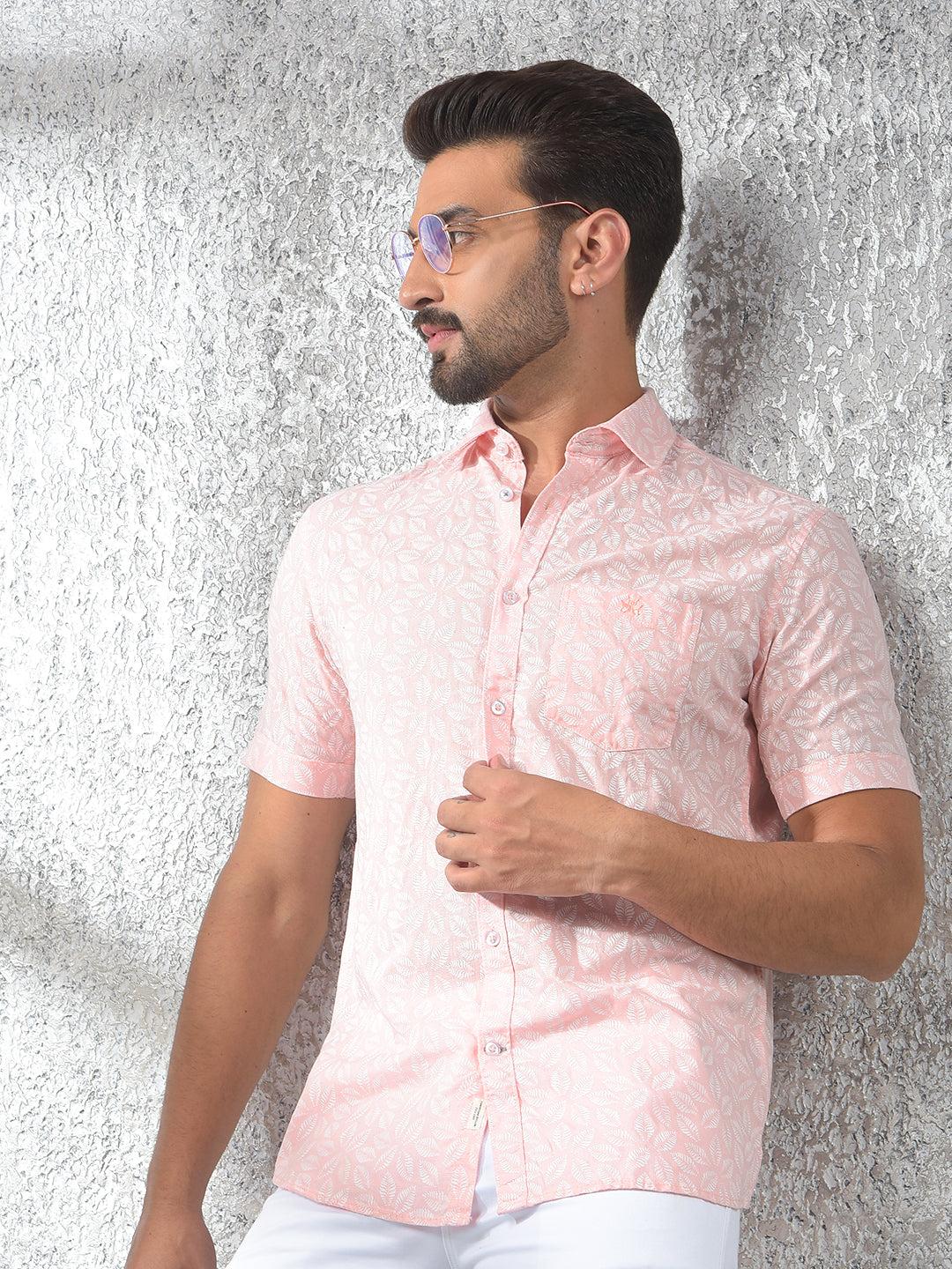Pink Linen Shirt-Men Shirts-Crimsoune Club