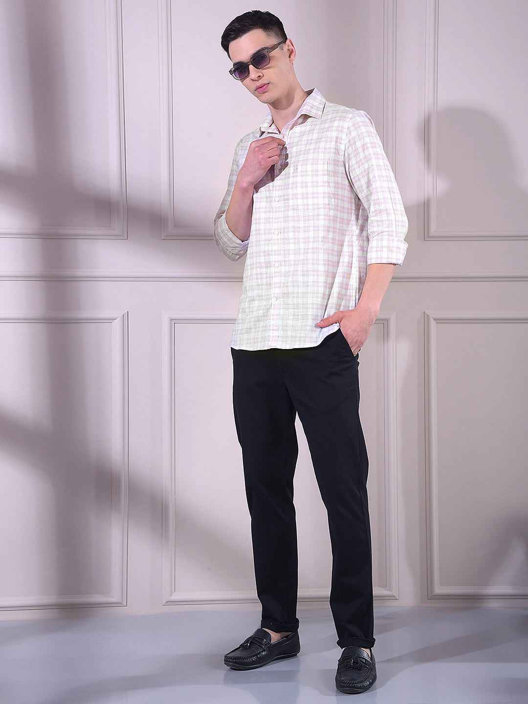 Yellow Checked 100% Cotton Shirt