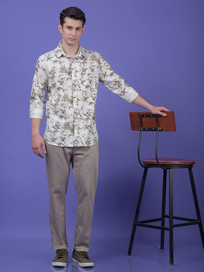 Olive Floral Print Shirt