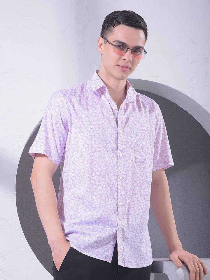 Pink Floral Print Modal Shirt