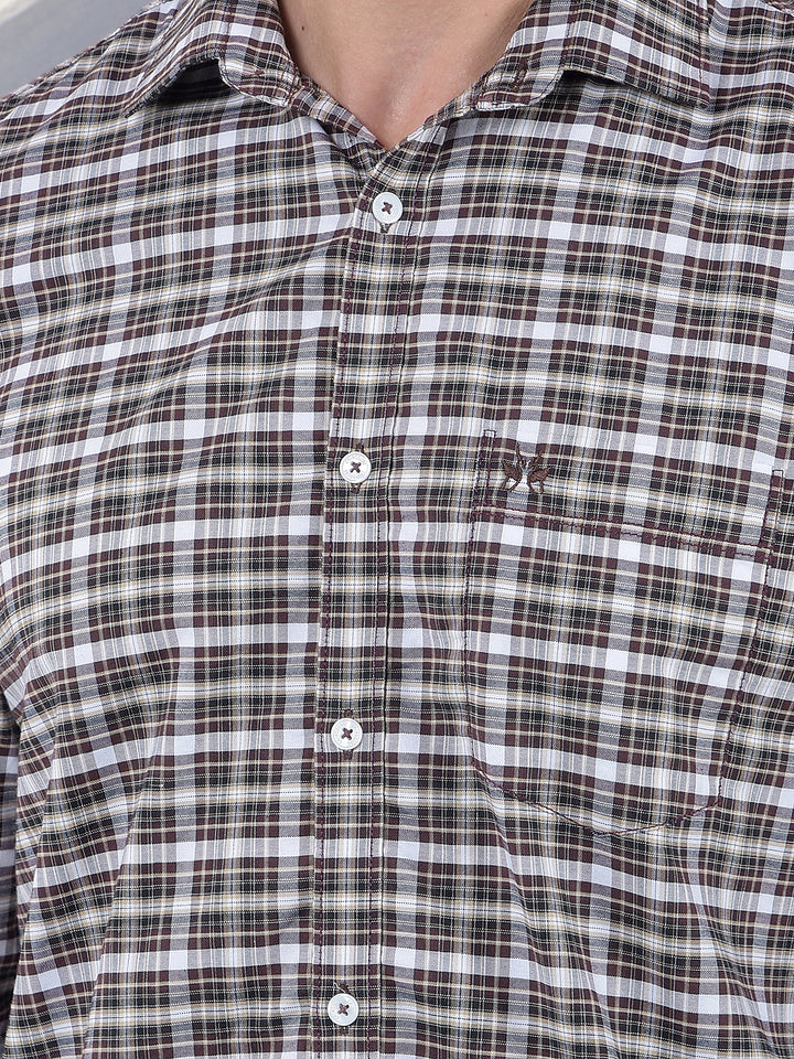 Checked 100% Cotton Wine Shirt