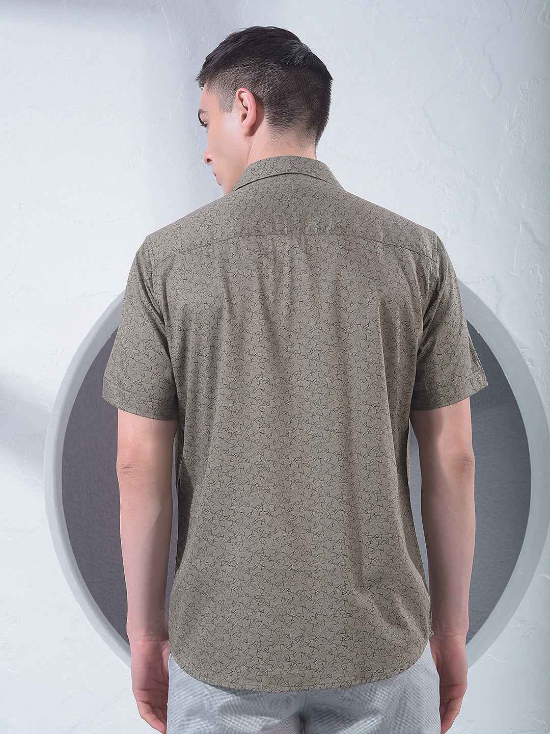 Olive Modern Print Shirt