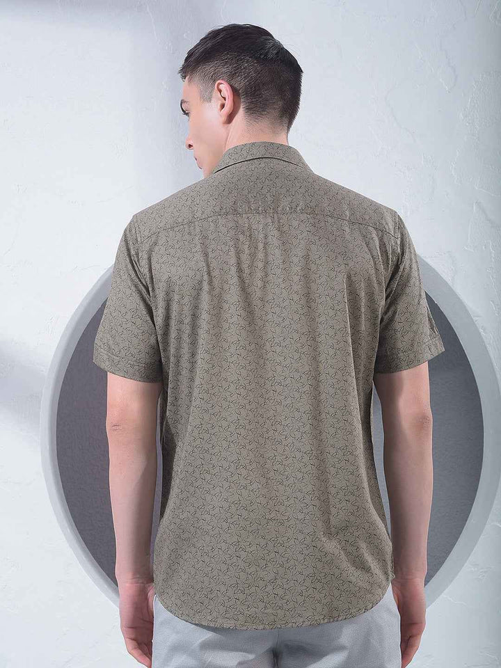 Olive Modern Print Shirt