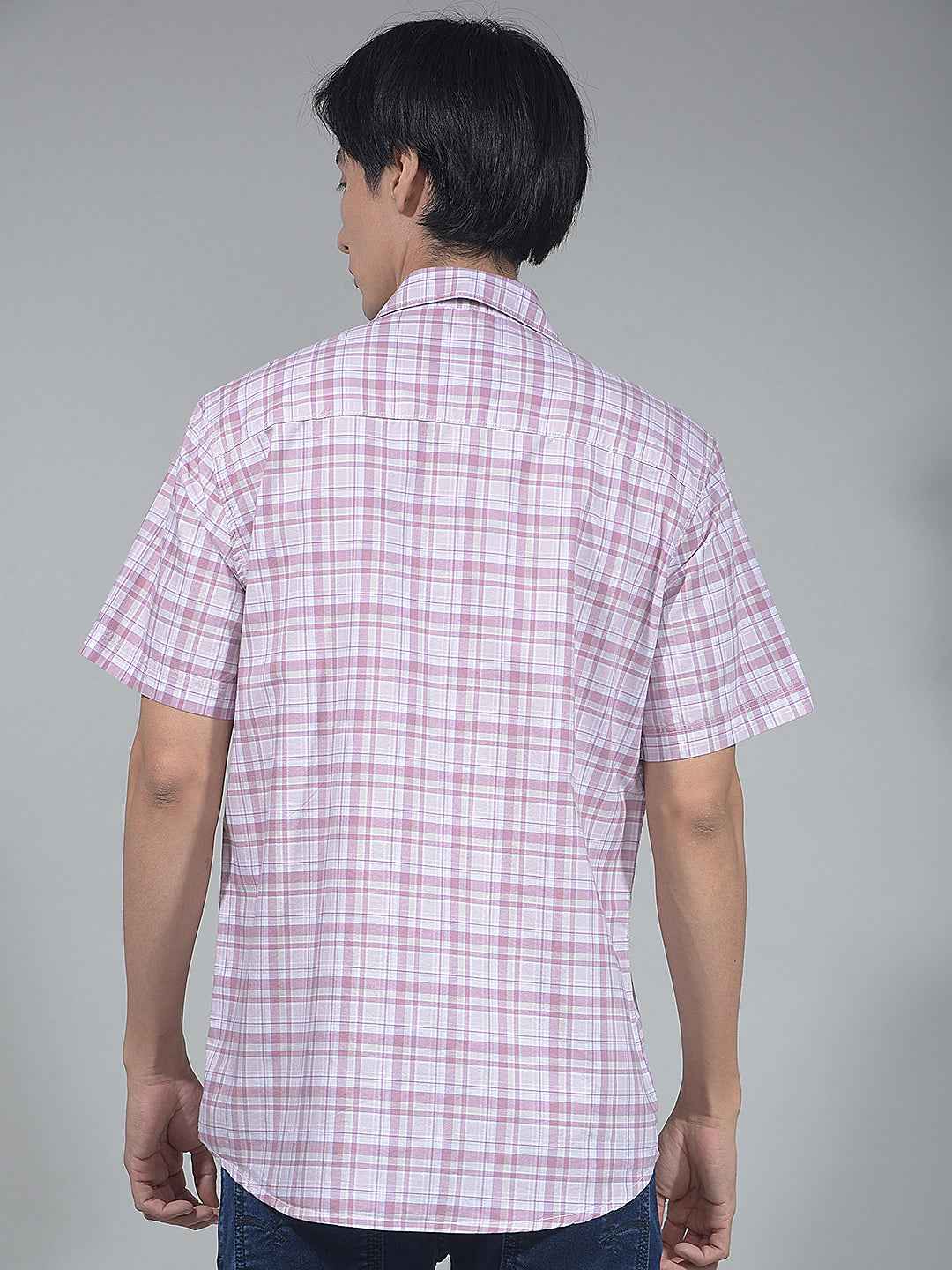 Purple Checked 100% Cotton Shirt