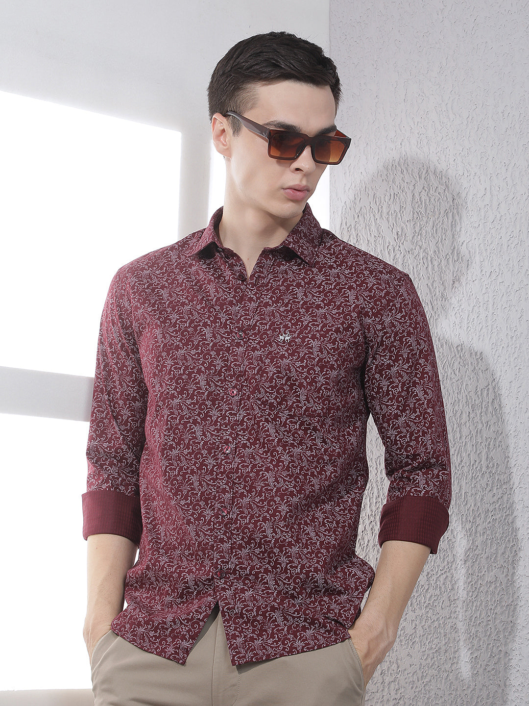 Wine Paisley Print Shirt