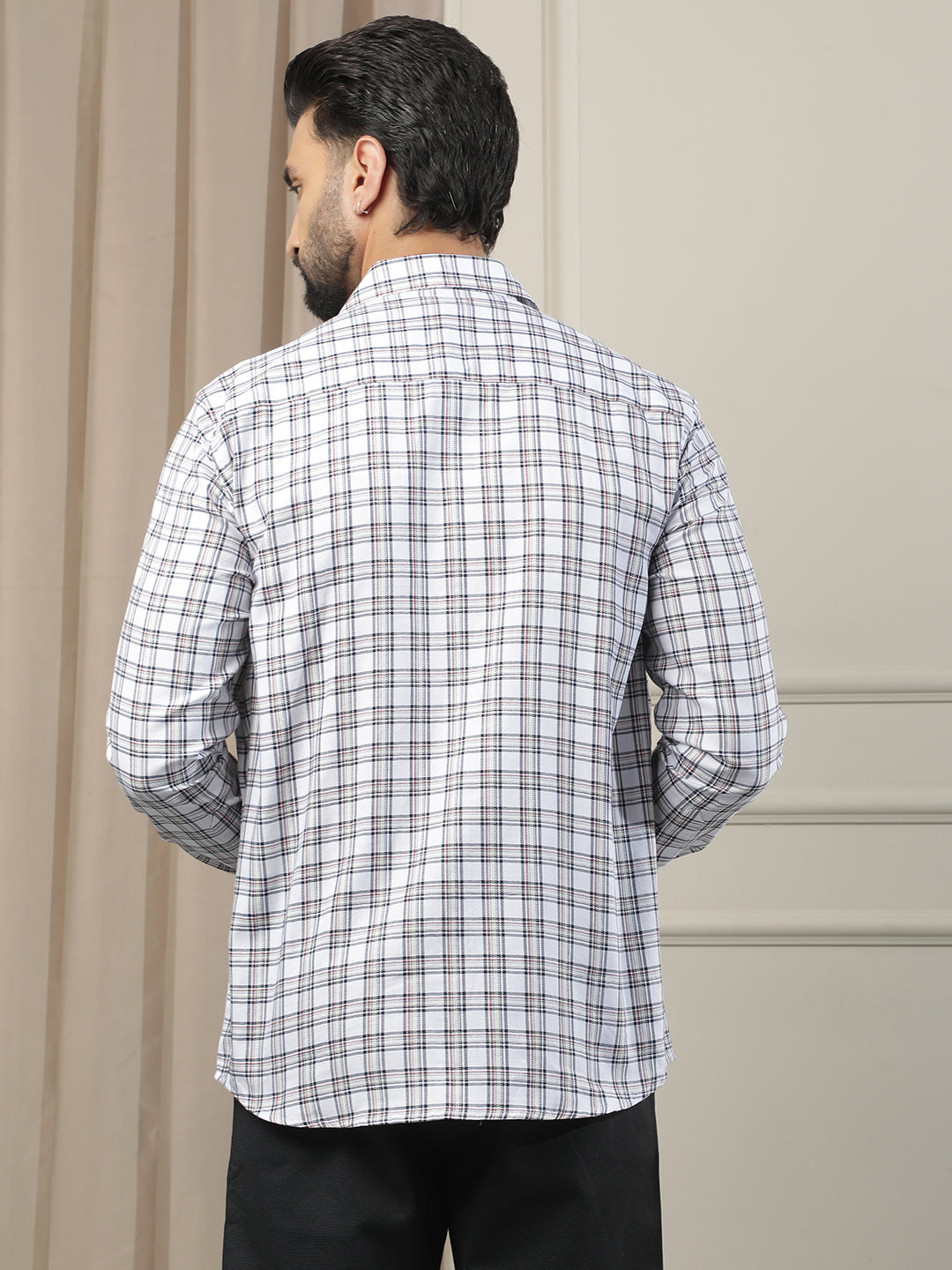 White Checked 100% Cotton Shirt