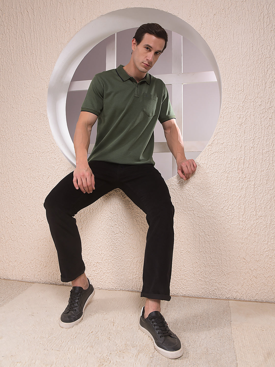 Green Polo Neck T-Shirt