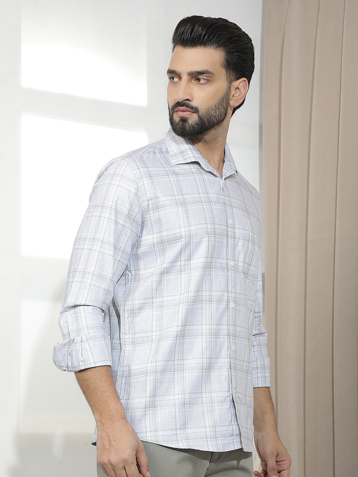 Chic Olive Green Checked Shirt