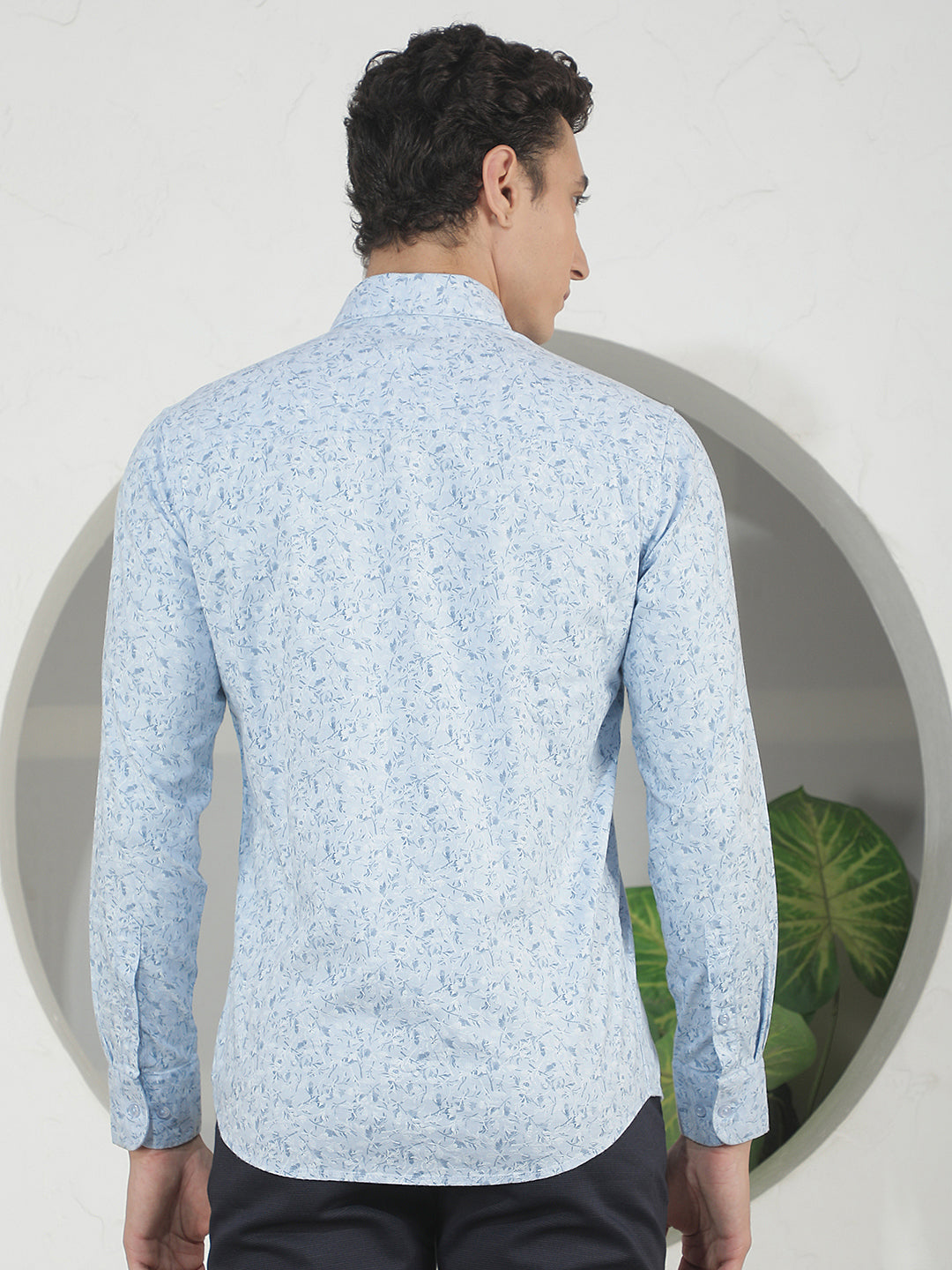 Sky Blue Floral Print Shirt