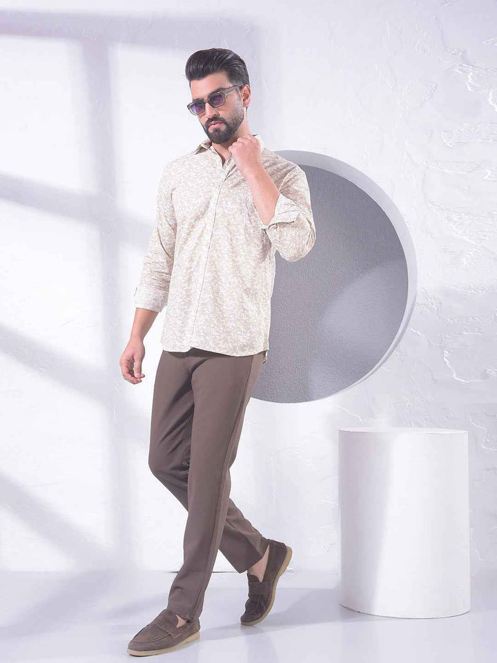 Beige Floral Print Shirt