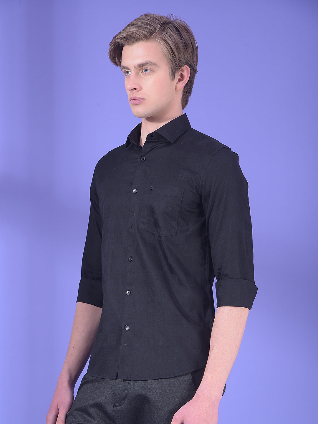 Black Jacquard 100% Cotton Shirt