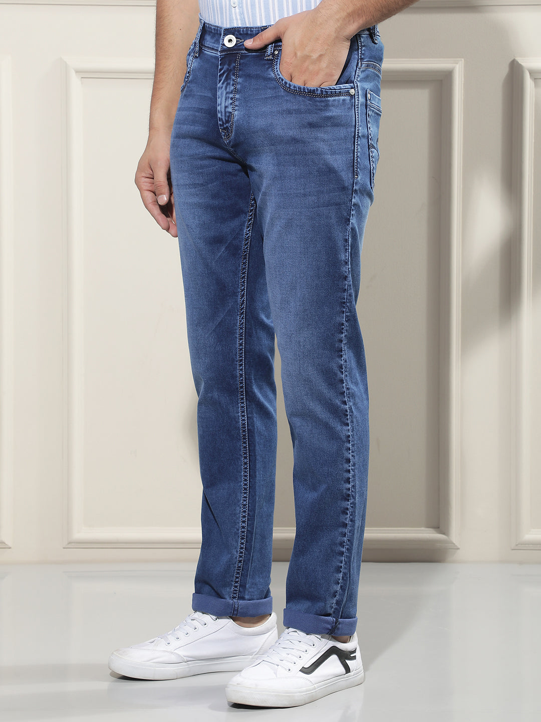 Navy Blue Cotton Jeans