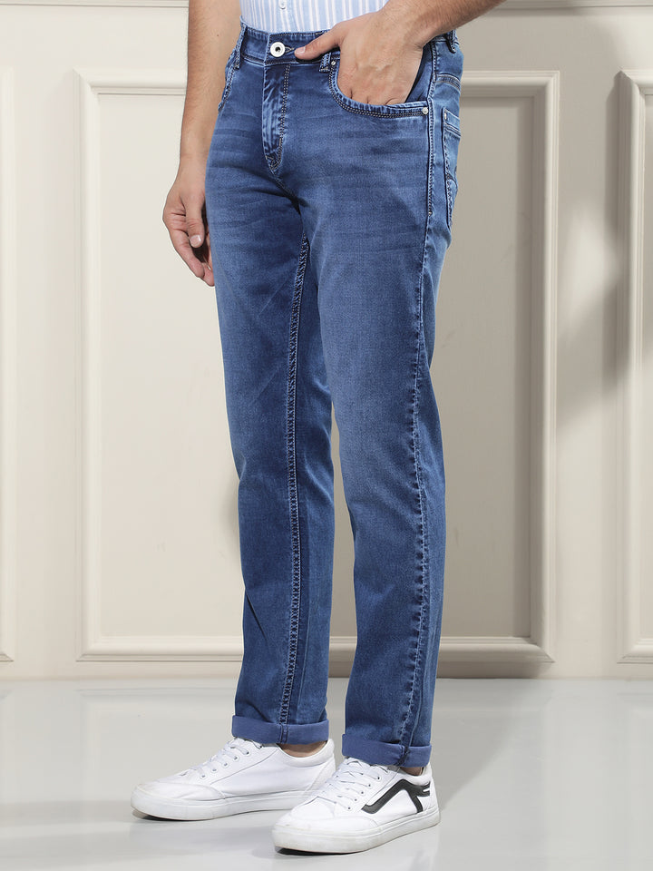 Navy Blue Cotton Jeans