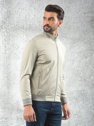 Beige Printed Puffer Jacket