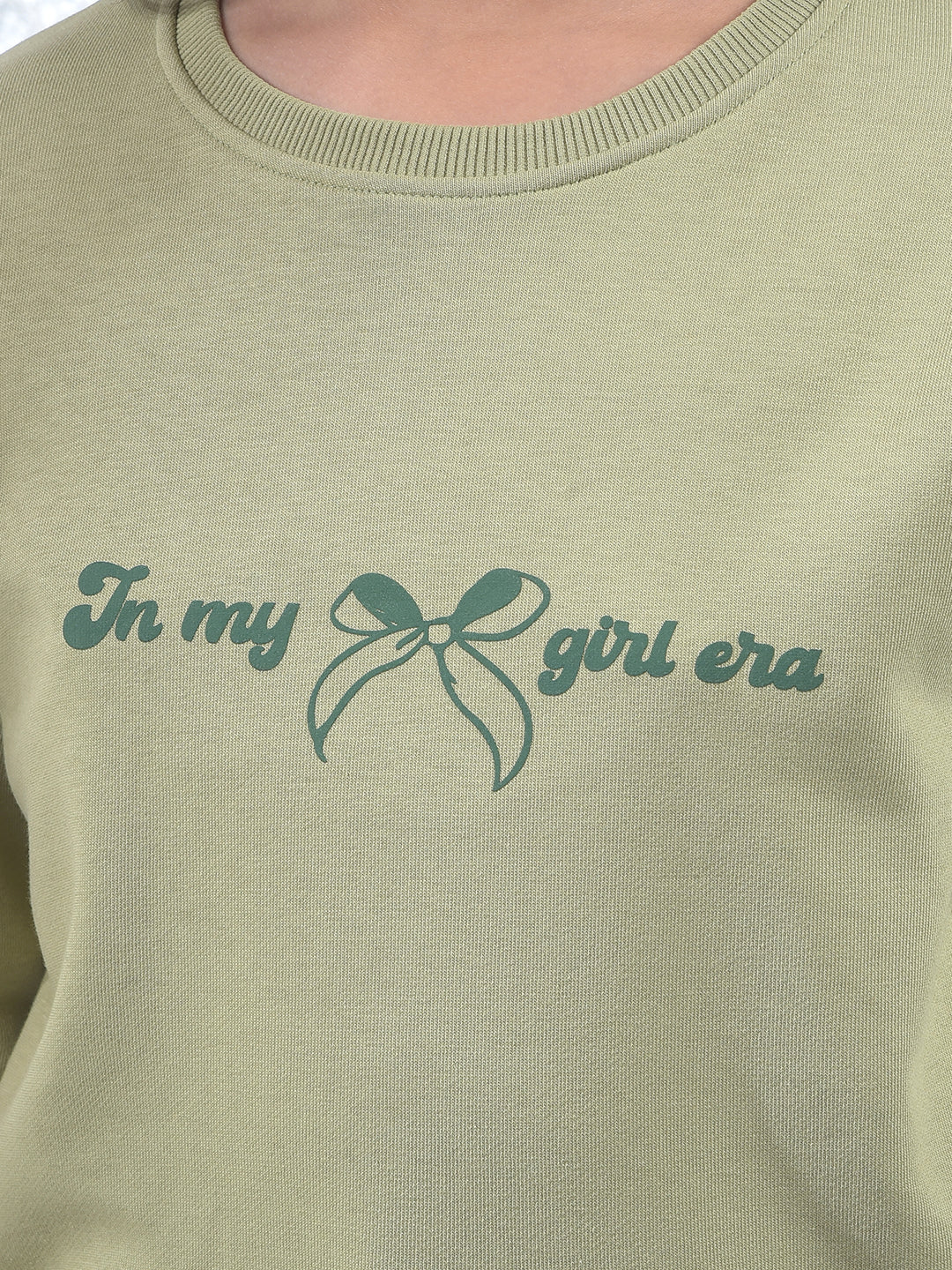 Green Graphic Print Oversize Knitted Sweatshirt