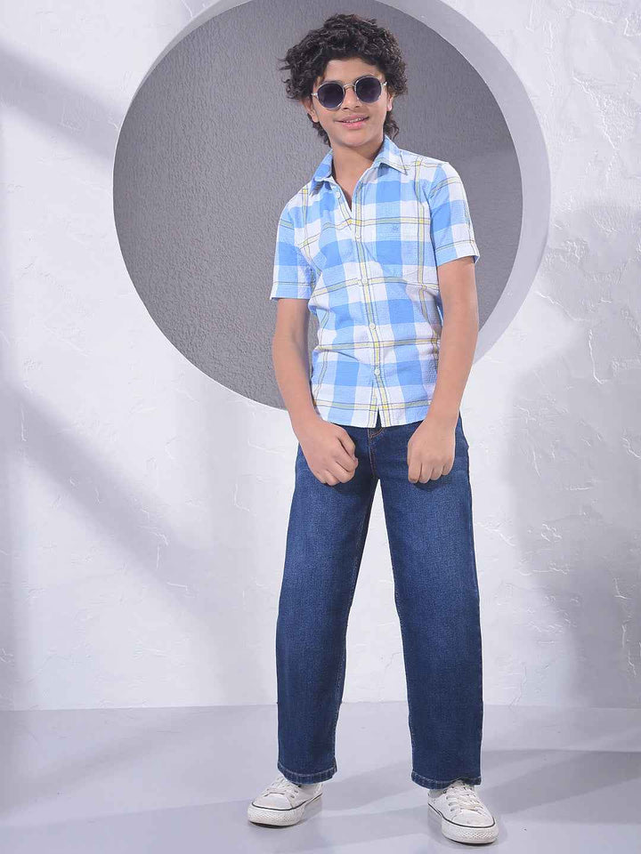 Blue Checked 100% Cotton Shirt