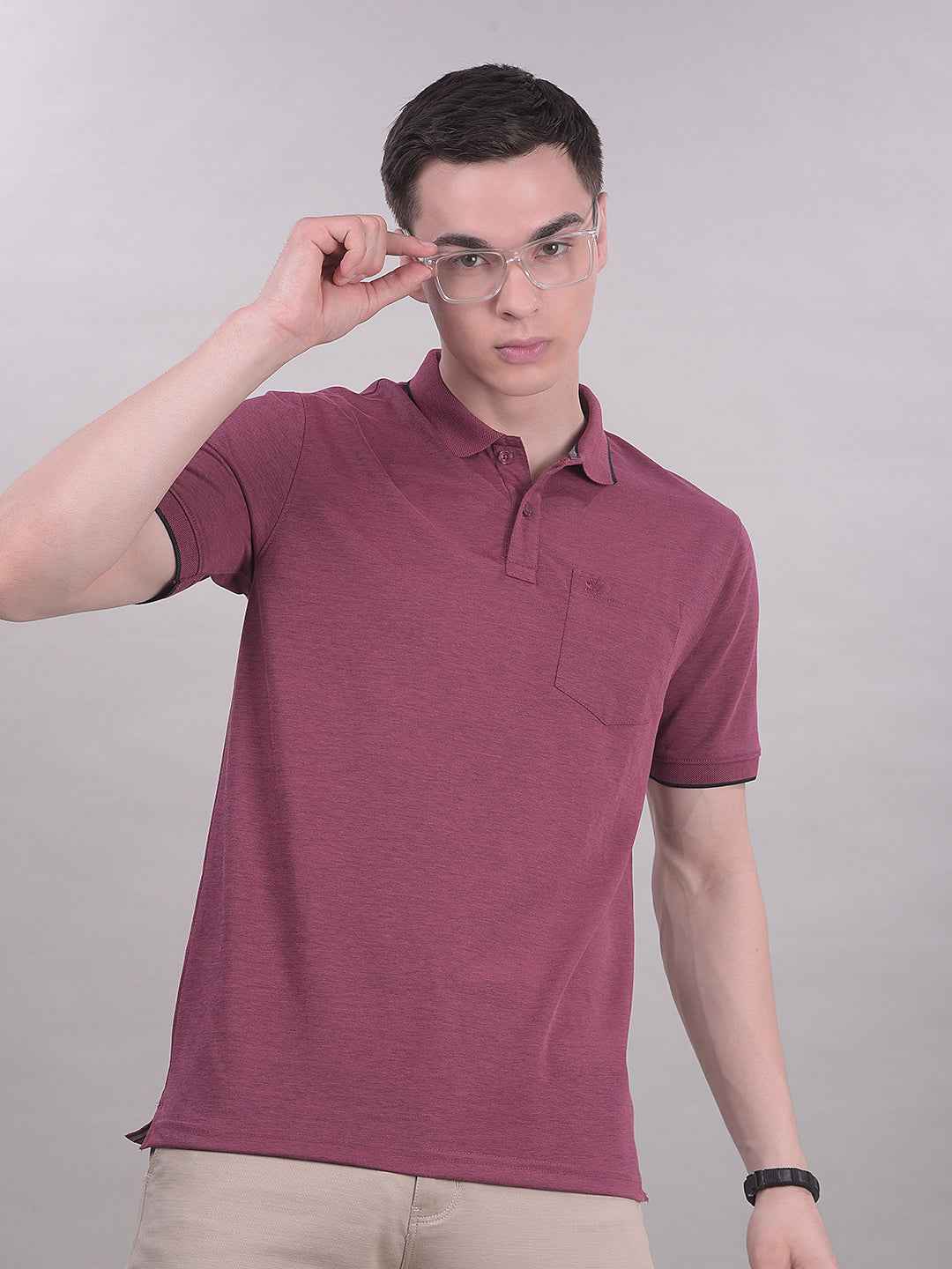 Wine Polo Neck T-Shirt