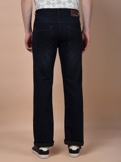 Modern Edgey Navy Blue Straight Jeans