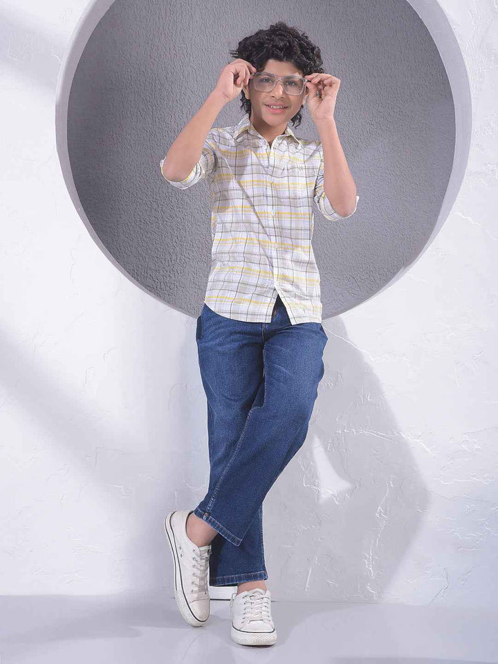 Yellow Checked 100% Cotton Shirt