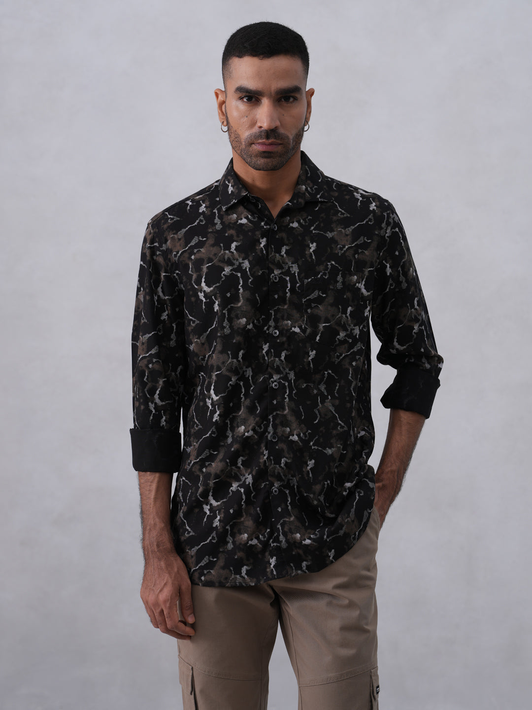 Black Abstract Print Shirt
