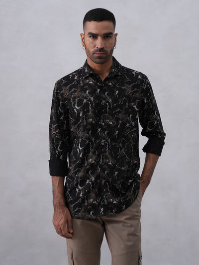 Black Abstract Print Shirt