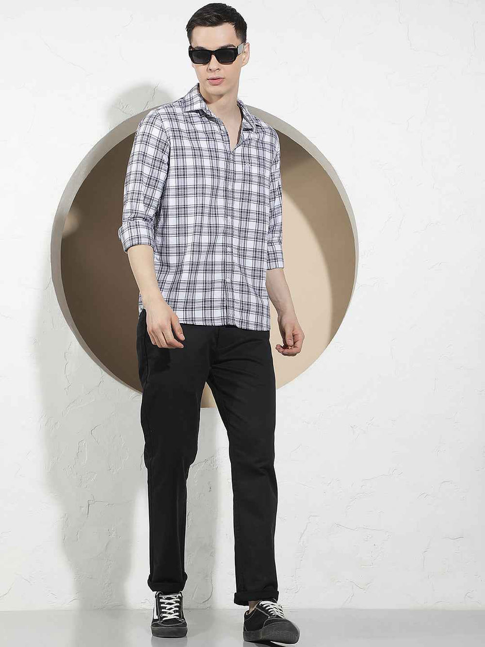 White Checked 100% Cotton Shirt