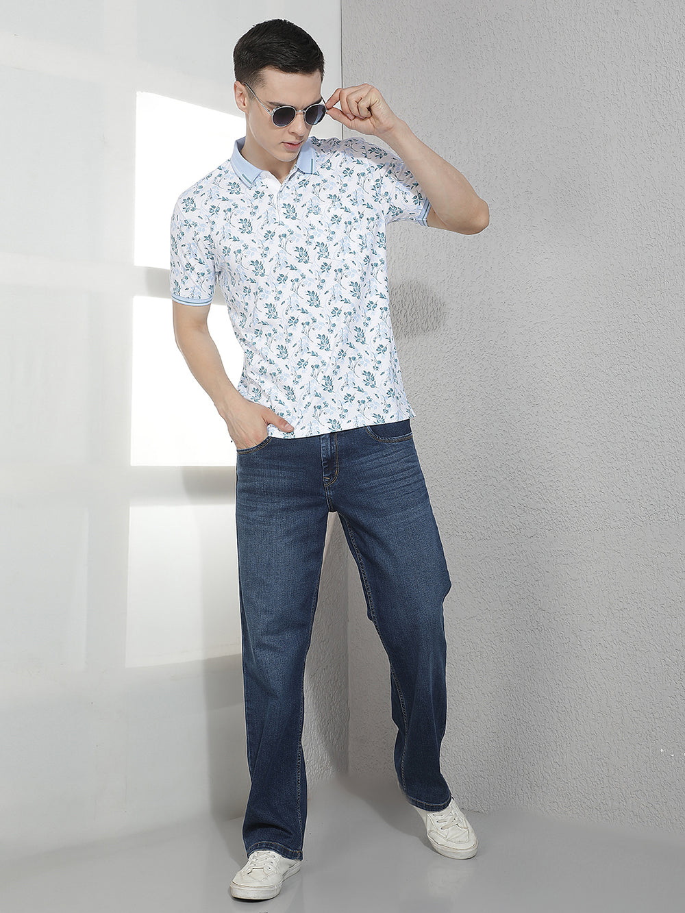 Blue Floral Print T-Shirt