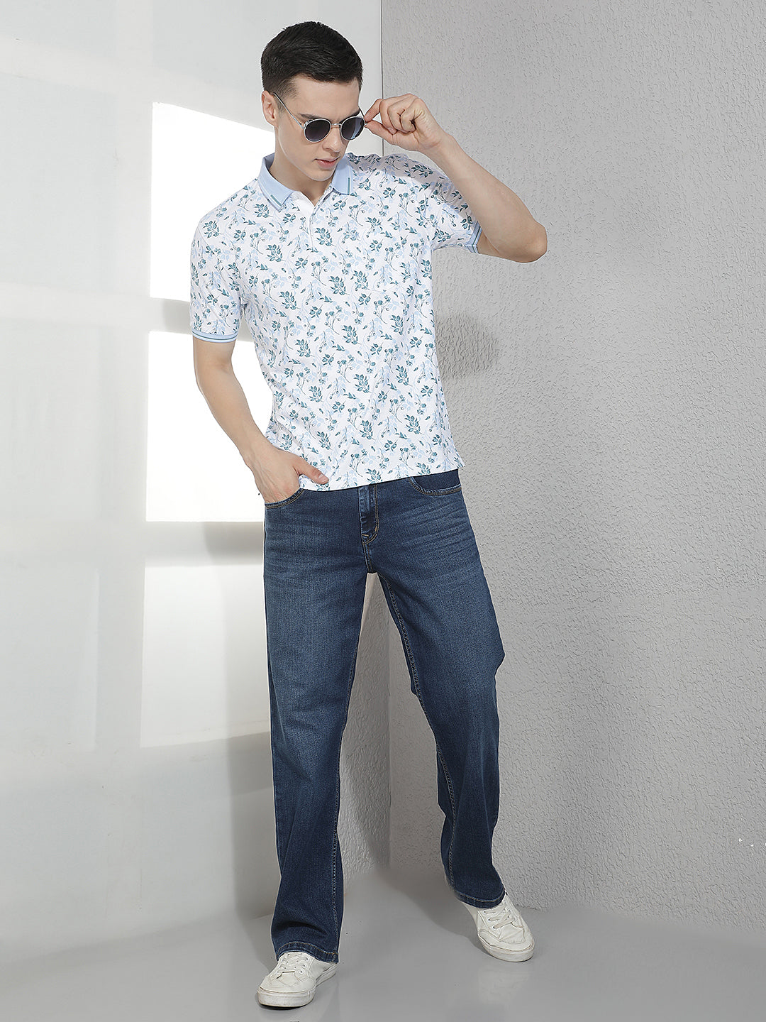 Blue Floral Print T-Shirt