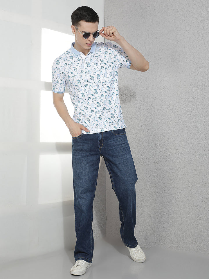 Blue Floral Print T-Shirt