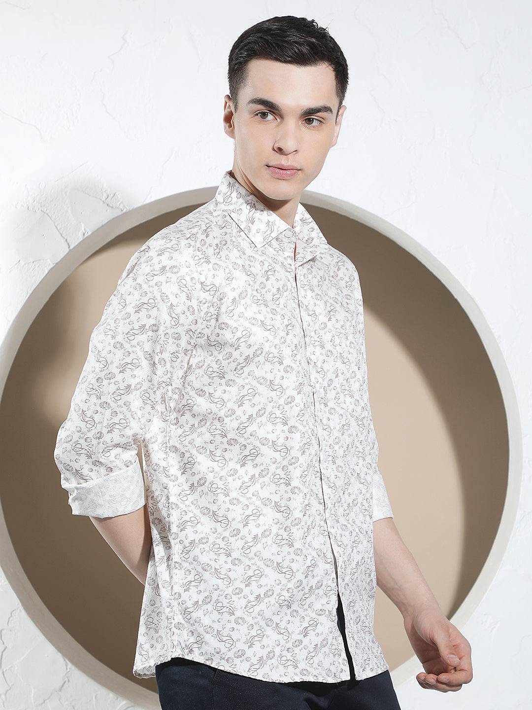 Purple Floral Print 100% Cotton Shirt