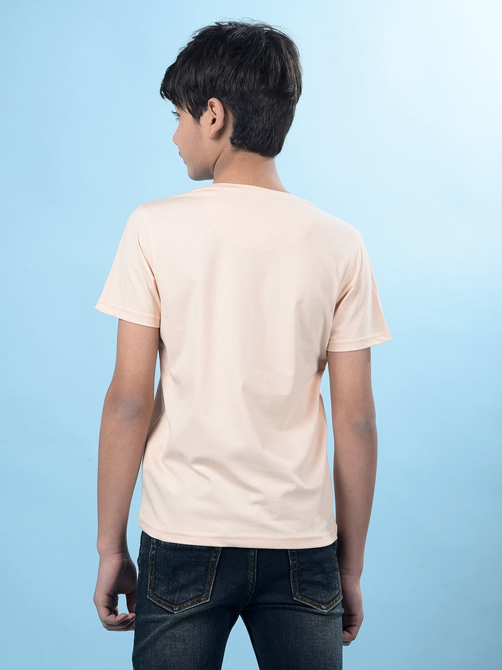Peach Typographic Print T-Shirt