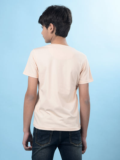 Peach Typographic Print T-Shirt