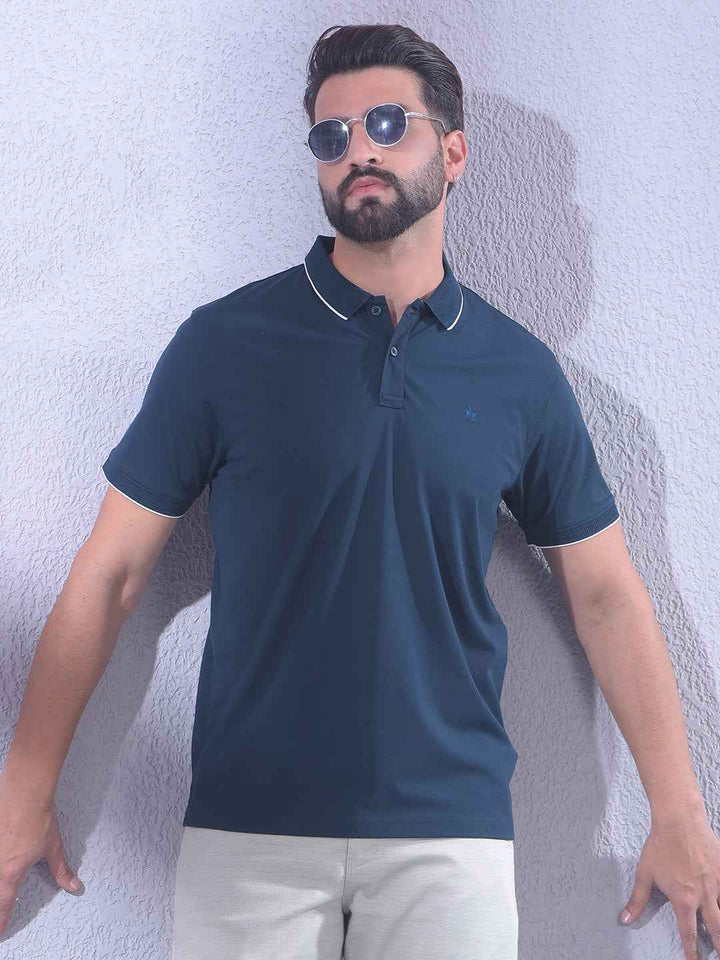 Navy Blue Polo Neck T-Shirt
