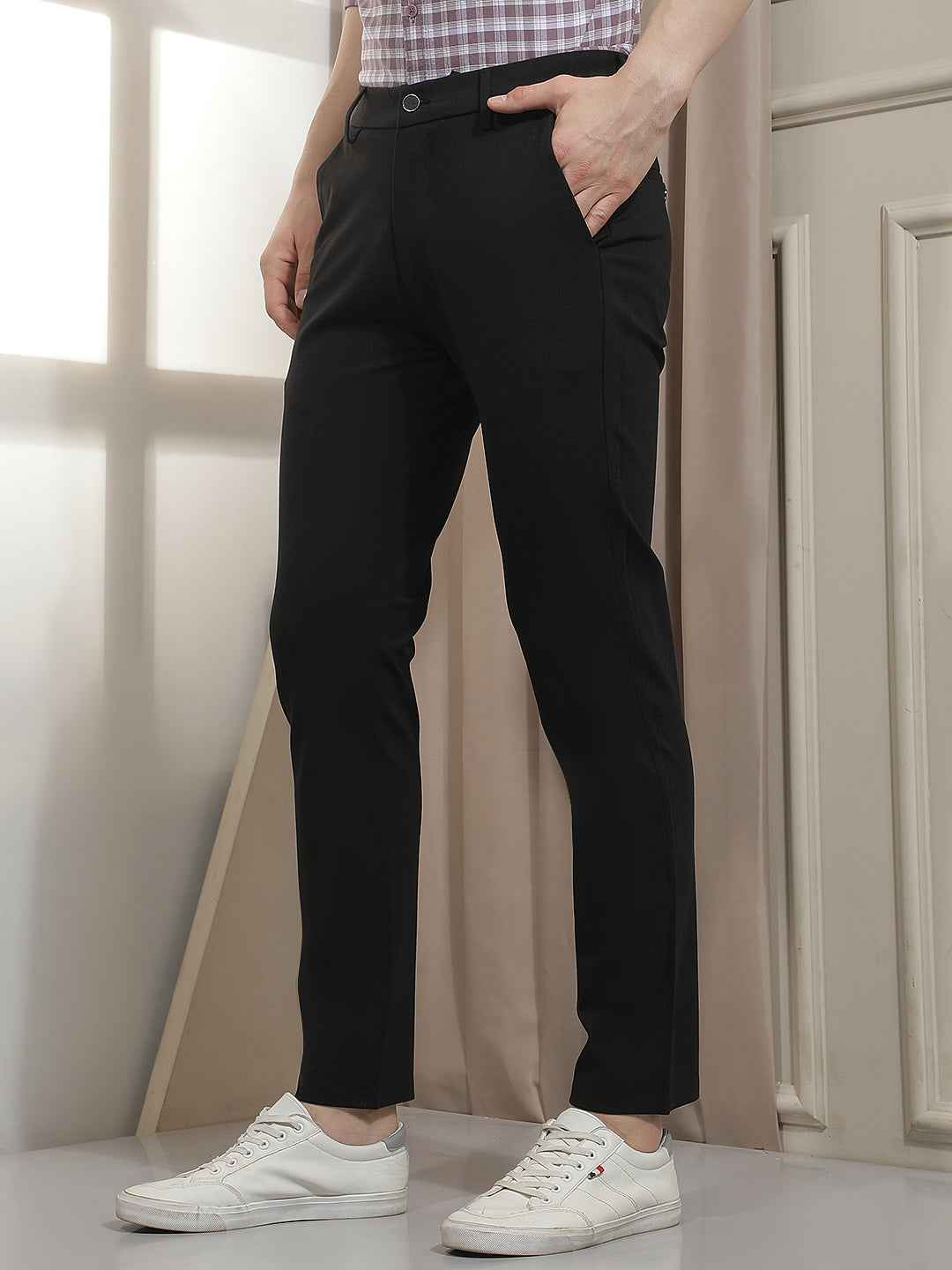 Polished Black Knit Trousers