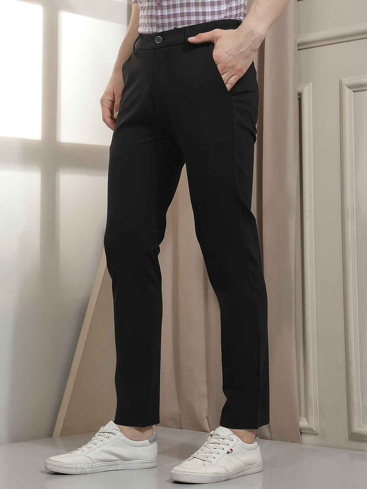 Polished Black Knit Trousers