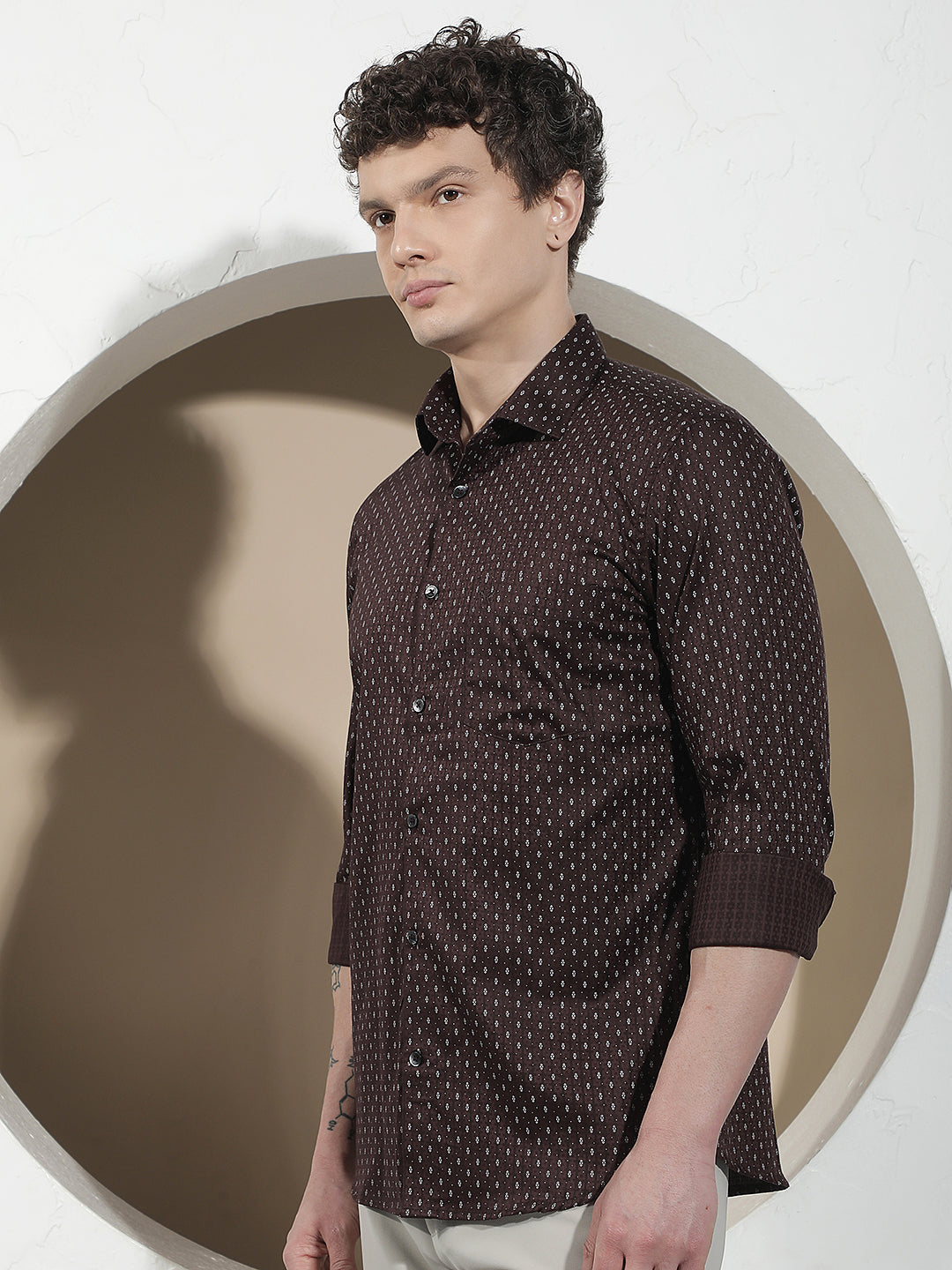 Wine Micro Print Shirt