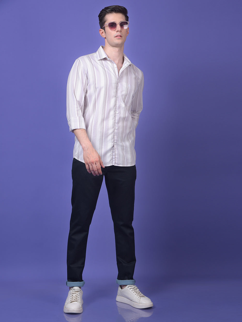 Blue Floral Print 100% Cotton Shirt