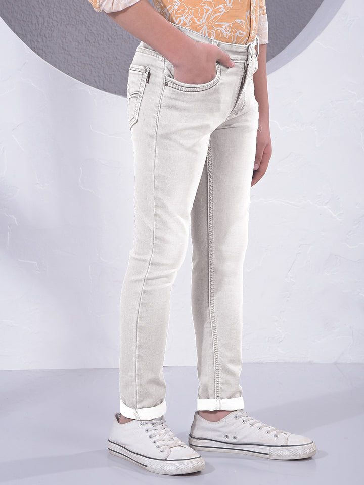 Mist Grey Contemporary Street Jeans